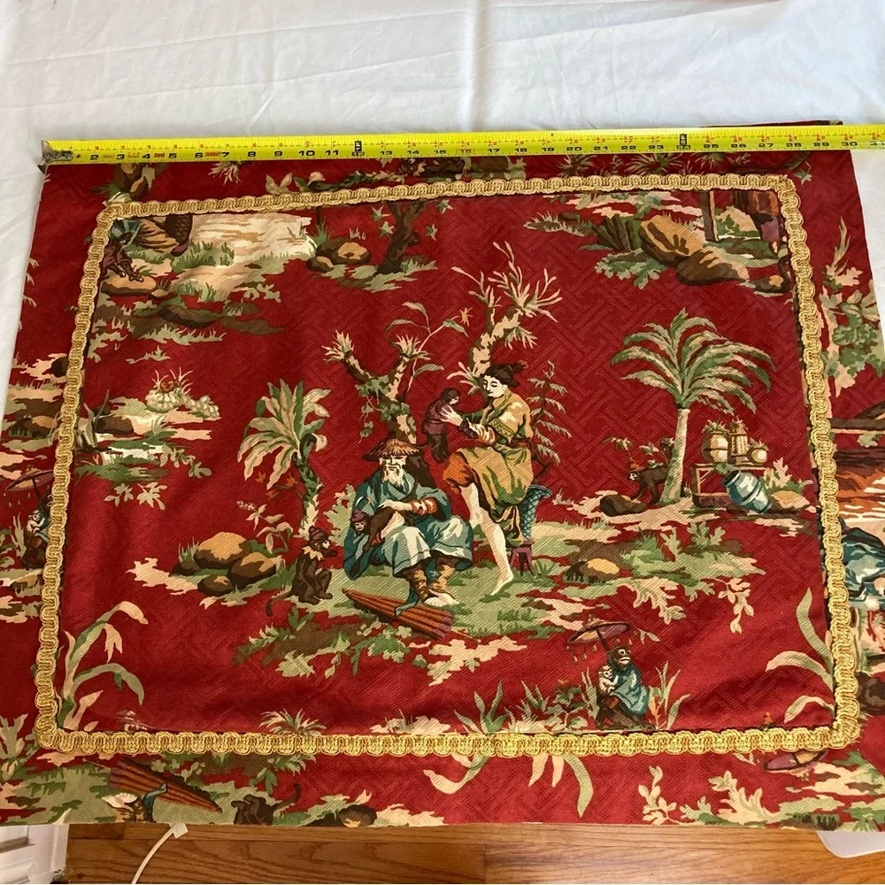 Custom Made Vintage Wesley Mancini Asian Toile Singerie fabric Pillow Shams - Picture 15 of 16